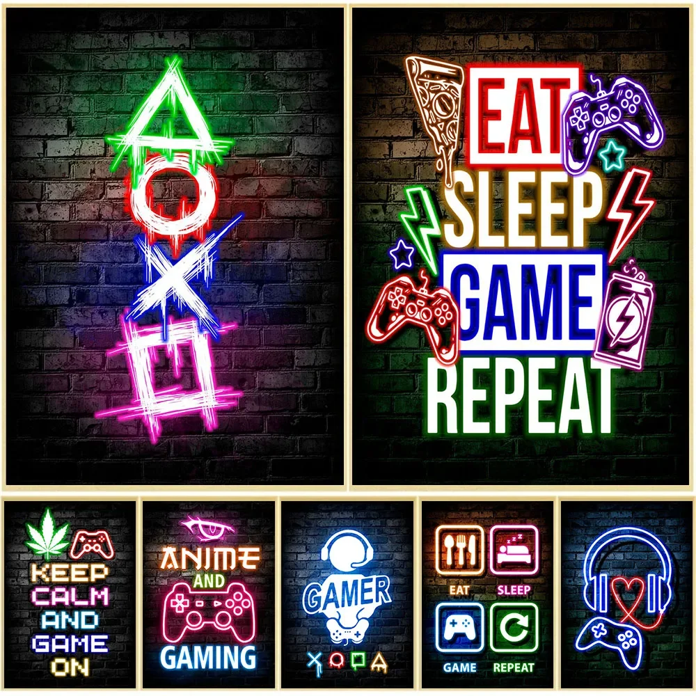Gaming Accessories Wall - Gaming Neon Jedz Śpij Graj Powtarzaj